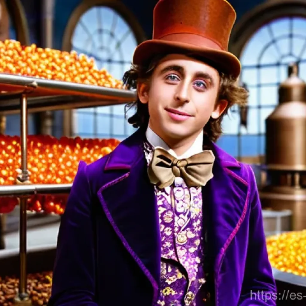 Timoth&eacute;e Chalamet와 젊은 세대의 아이콘 - **Prompt for *Wonka* (Young Willy Wonka):**
    A charming and whimsical young Willy Wonka, portraye...