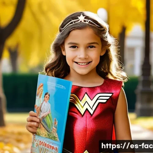 Gal Gadot의 원더우먼 캐스팅 스토리 - **Prompt:** "A young girl, around 8 years old, dressed in a full Wonder Woman costume, complete with...