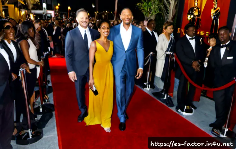 Home 17 Will Smith의 가족과 할리우드 생활 - Photorealistic editorial-style scene of Will Smith with a stylish adult family group arriving at an ...